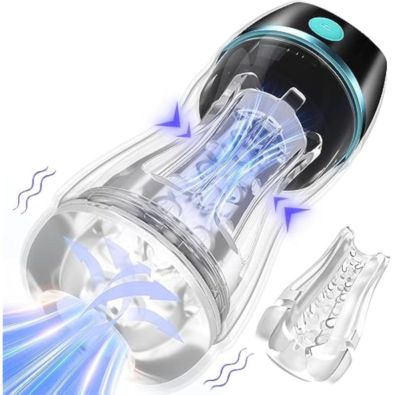 Automatic Male Masturbator With App Control - Transparent Outer Shell Penis Pump With 3 Vacuum Suction & 7 Vibration, Sex Machine Adult Toys Pocket Pussy For Men, Male Stroker Adult Sex Toys For Men