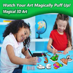 Aqua Puffs 3D Animal Art Kit for Kids, 15 Paint-by-Number Color & Inflate Crafts