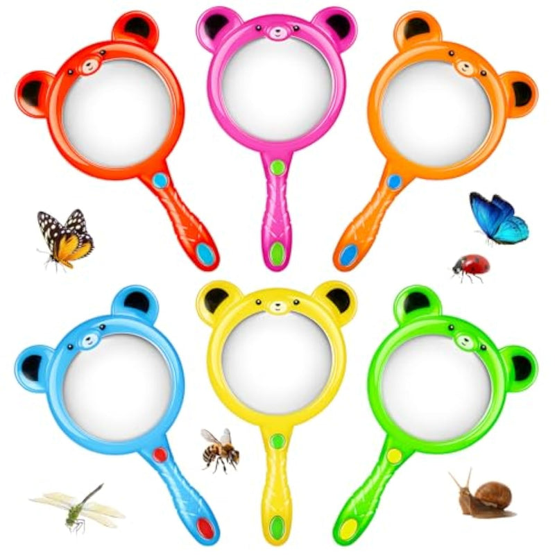 6Pcs Kids Magnifying Glass, Colorful Magnifying Glass For Kids, Hand Toy Magnify Glasses, Mini Magnifier Glasses For Science Class Reading Outdoor Observation Party Favor