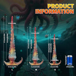 17.5 inch Fantasy Alien Dildo for Men and Women Premium Silicone Monster Dildo with Large Knots and Textured Ribs Safety Flared Base for Anal Play and Harness Compatible Rainbow
