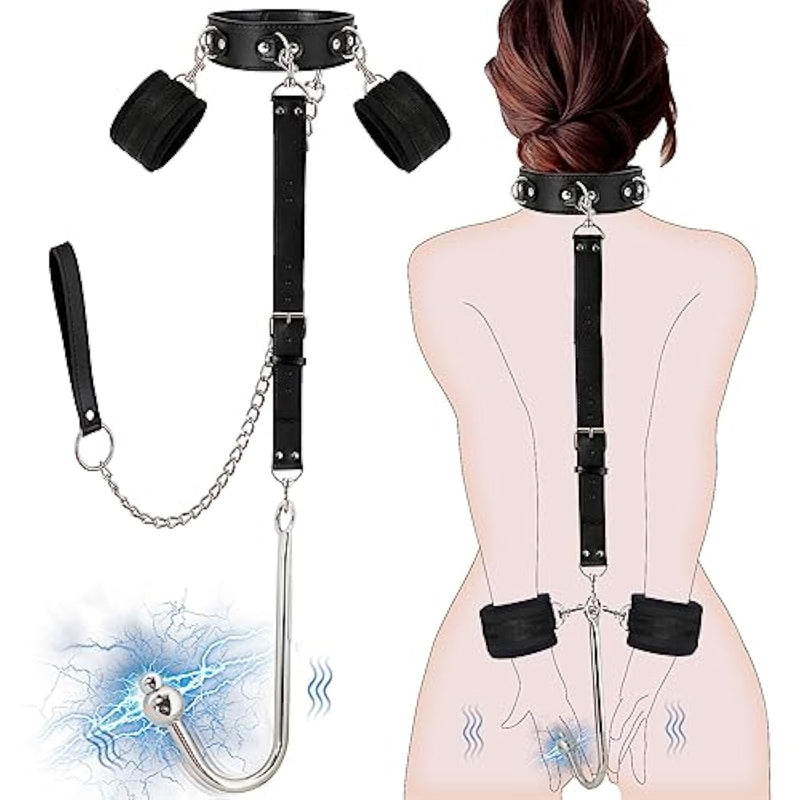 Bdsm Vibrating Anal Hook Bondage Sexual Stimulation Device,Sex Restraint Kit Combined With Rechargeable Anal Plug, Prostate Massager With 9 Modes, Fetish Anal Stimulation Adult Sex Toys For Couples