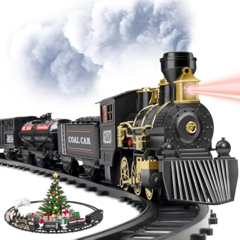 Train For Christmas Tree - Christmas Train Sets For Under The Tree, Electric Train Toy With Steam, Light & Sound, Great For 3 4 5 6 7 8+ Year Old Kids Toddler - Mt241008