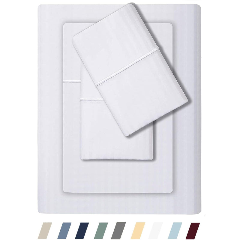Feather & Stitch 500 Thread Count 100% Cotton Damask Stripe Sheets Set 4 Piece
