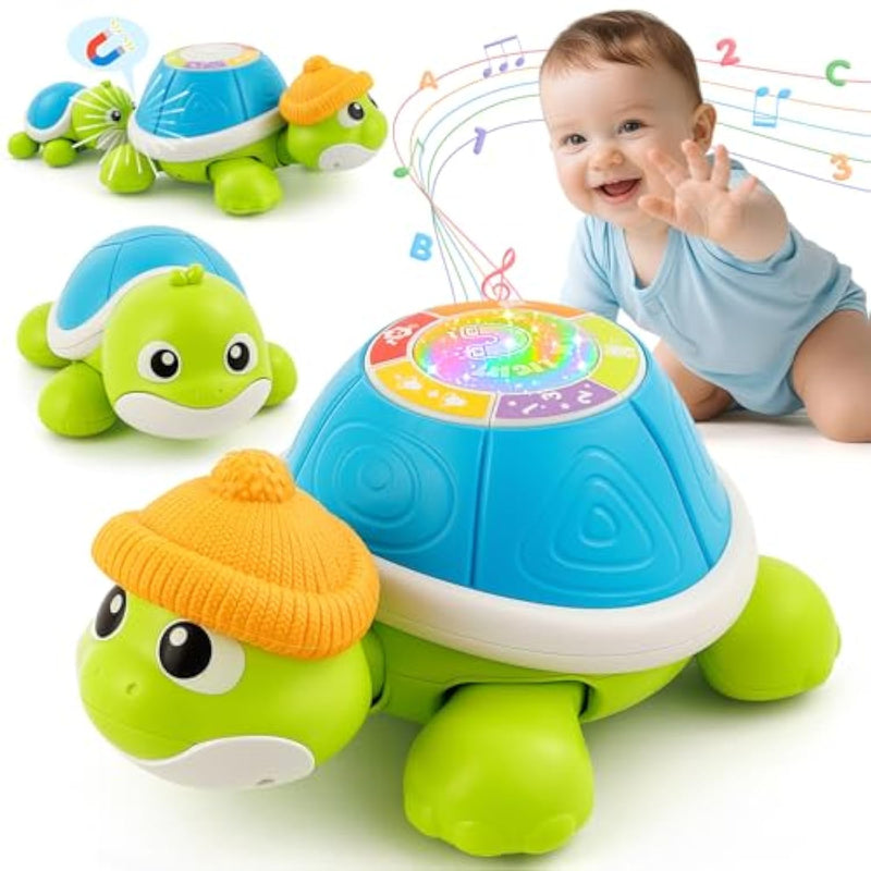 Baby Toys 6-12 Months, Musical Turtle Crawling Infant Toys For Tummy Time, Early Learning Educational Toys For 7 8 9 10 11 Month, Ideal Christmas Birthday Gifts For Boys & Girls Age 1 Years Old