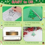 171 Pcs Christmas Shrink Plastic Art Kit for Kids, DIY Keychains & Crafts