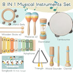 Baby Musical Instruments - Wooden Montessori Toys For Toddlers,Modern Boho Xylophone Includes Songbook With 13 Kids' Songs,Neutral Colors Wooden Percussion Instruments Set