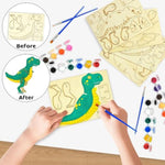 Dinosaur Wooden Painting Kit for Kids Ages 4-8, Includes Paints and Brushes