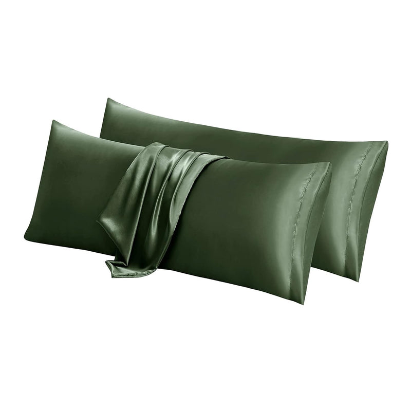 Satin Body Pillow Cover Set Of 2, 20X54 Inches Woodland Green Body Pillow Case