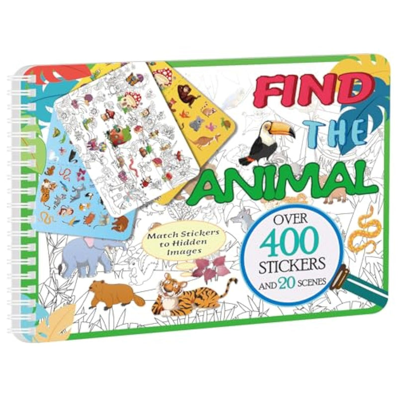 Find The Animal Sticker Book, Sticker Book For Kids, Include 20 Theme, Over 400 Animal Stickers For Kids, Toddler Educational Toys