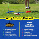 Stomp Rocket Jr Glow Rocket Launcher for Kids - 4 Glow-in-The-Dark Rockets - Outdoor Fun Toy Gift for Boys & Girls - STEM Soft Foam Blaster Set Soars Up to 100 Feet - Ages 3 & Up