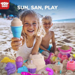 23 Pcs Unicorn Beach Toys For Kids Ages 4-8 Collapsible Sand Toys With Silicone Bucket Shovels & Sand Castle Building Kit Molds, Sandbox Toy For Travel, Beach Party, Fishing, Summer Toys