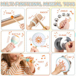 Baby Musical Instruments - Montessori Musical Toys For Toddlers 1-3, Wooden Percussion Instruments Set, Neutral Colors Modern Boho Music Toys For 1 Year Old, Kids Preschool Educational Birthday Gifts