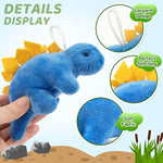 12 Pack Small Dinosaur Plush Toys, Mini Stuffed Animals Bulk For Kids Dinosaur Party Favors, Soft Dino Playset Keychains, Goodie Bag Stuffers For Toddler Boys Girls Carnival Prizes