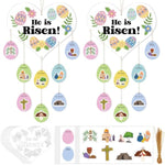 24 Sets He Is Risen Easter Craft Kit for Kids, Christian DIY Hanging Ornaments
