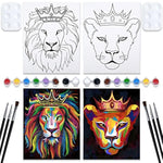 Couples Paint Party Kits Pre Drawn Canvas For Adults For Paint And Sip Date Night Games For Couples Painting Kit 8X10 Lion King Lioness Animal Couple (2 Pack) Valentine