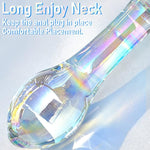 Glass Anal Plug Colorful Butt Plug Prostate Massager With Rose Round Base, Long Neck And Gradual Head Fetish Bum Plug Anal Dilator Masturbation Sex Toy For Men Women 5.35 X 1.37 Inch