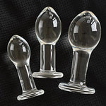 Smooth Glass Butt Plug Anal Training Kit for Beginners (Clear)
