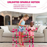Marble Run Starter Set Stem Toy For Kids Ages 4-12 - 130 Complete Pieces (80 Translucent Marbulous Pieces And 50 Glass Marbles), Construction Building Block Toys, Pink,
