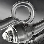 Glass Butt Plug With Pull Loop Anal Plug Prostate Massager With Spiral Texture, Long Neck And Tapered Head Fetish Anal Dilator Masturbation Sex Toy For Men Women, 5.90 X 1.77 Inch Transparent