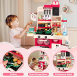 Kids Kitchen Playset, Play Kitchen For Toddlers 1-3 With Sound And Light, Cooking Stove With Steam, Play Sink And Toy Kitchen Accessories Pretend Kitchen Toys For Girls Boys 3-5 (Red)