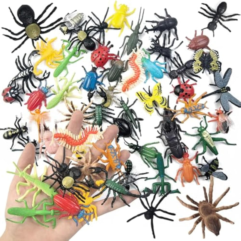 48Pcs Mini Bug Toys Fake Plastic Bugs And Insects For Kids Toddler Halloween Birthday Party Favors Easter Valentines Basket Stuffers Goodie Bag Fillers April Fool'S Day Prank Gifts