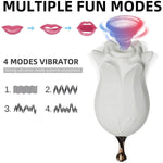 Rose Toy Vibrator For Women, With 10 Vibrating Pleasure For Clitoris & Nipple Stimulation, Tongue Licking Mini Clitoral Vibrator Stimulator, Adult Sex Toys & Games For Women Couples (White Lily)