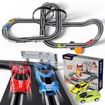 Slot Car Race Track Sets For Boys Kids,Battery Or Electric Race Car Track With 4 High-Speed Slot Cars And 2 Hand Controllers,Dual Racing Game Lap Counter Circular Overpass Track Toys Age 6 7 8-12