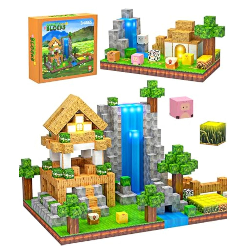 138 Pcs Magnetic Blocks, Magnetic Building Blocks For Kids, Farm Construction Magnet Cubes Set For Girls Boys, Sensory Stem Toys For Kids Toddlers Ages 3+