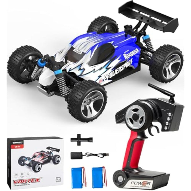 1:18 Scale 4Wd Rc Car | 40+Mph High Speed Off-Road Remote Control Truck | All-Metal Transmission & Nylon Chassis | 30+ Min Runtime | Gift For Adults, Teens & Kids (Blue)