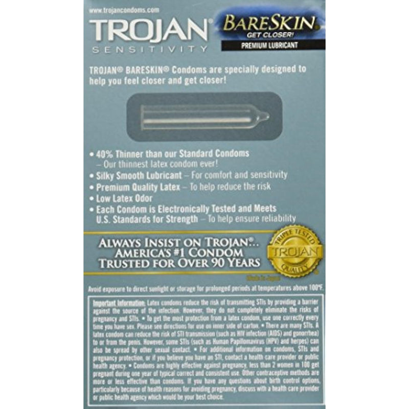 Sensitivity, Bareskin Premium Latex Condoms 10 Ct (Quantity Of 3)