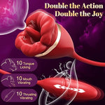 Rose Toy Dildo Sex Toys for Women, 3-in-1 Clitoral Vibrator with 10 Modes - Mouth & Thrusting Vibration, Anal Dildos Couple Adult Sex Toys & Games, G-Spot Clitoris Nipple Anal Toy