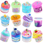 Crunchy Slime Set 12 Packed For Kids,Super Soft And Non-Sticky Stress Relief Clear Slime Kit Toy,Diy Butter Slime Party Favor For Girls & Boys Goodie Bags Stuffers