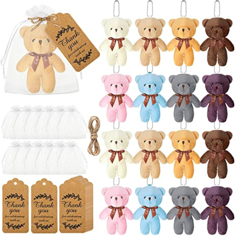 40 Sets 4.7 Inch Mini Stuffed Plush Bears Bulk Small Christmas Stuffed Animals Soft Valentines Bear Tiny Keychain Hanging Ornaments For Diy Crafts Xmas Party Favors Gifts(Retro Colors)