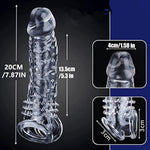 Reusable Sleeve Extender/Condom, Super Thick Realistic Textured Sheath For Men Extension Sheath Clear