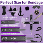 15 Pcs Sex Bondage Bdsm Kits Restraints, Fetish Handcuffs Ankle Cuff Collar Blindfold Whip Rope Nipple Clamps Paddle Anal Toys Ball Gag Adult Games Foreplay Toys For Couples