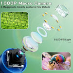 Microscope For Kids With 12 Slides, 100X-1000X 1080P Digital Handheld Kids Microscope, Mini Portable Pocket Miniscope Science Toys Gifts For 3+ 4 5 6 7 8 9 10 11 12 Year Old Boys Girls, Blue