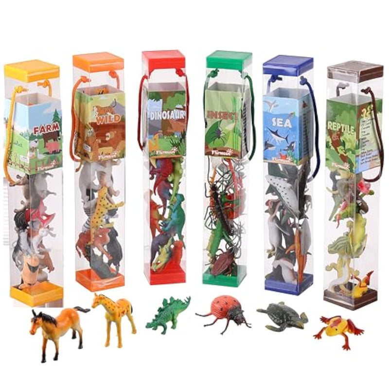 Animal Figures, 72Pcs Realistic Mini Dinosaur Insect Sea Farm Reptile Wild Jungle Animal Toys, Early Educational Toys, Birthday Party Cake Topper Gift For Kids