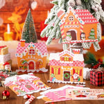 48 Pcs Pink Gingerbread House Christmas Craft Kits, DIY Tree Ornaments for Kids