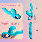 Klio Triple Action Thumping Rabbit Vibrator Sex Toy For Women - Super Soft, 100% Waterproof, G Spot Vibrator Adult Toy With 5 Internal & 3 External Thumping Speeds & 10 Vibration Modes (Turquoise)