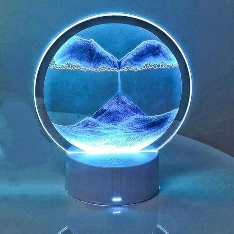 3D Moving Sand Art Lamp, Deep Sea Flowing Sand Frame with Colorful LED Light