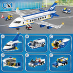 516 Pcs City Passenger Airplane Building Set, 6 In1 Plane Building Blocks Toys, Stem Aircraft Bricks With Shuttle Bus, Baggage Truck,Airplanes Model Toys Gifts For Adults Boys Girls Age 6-12+