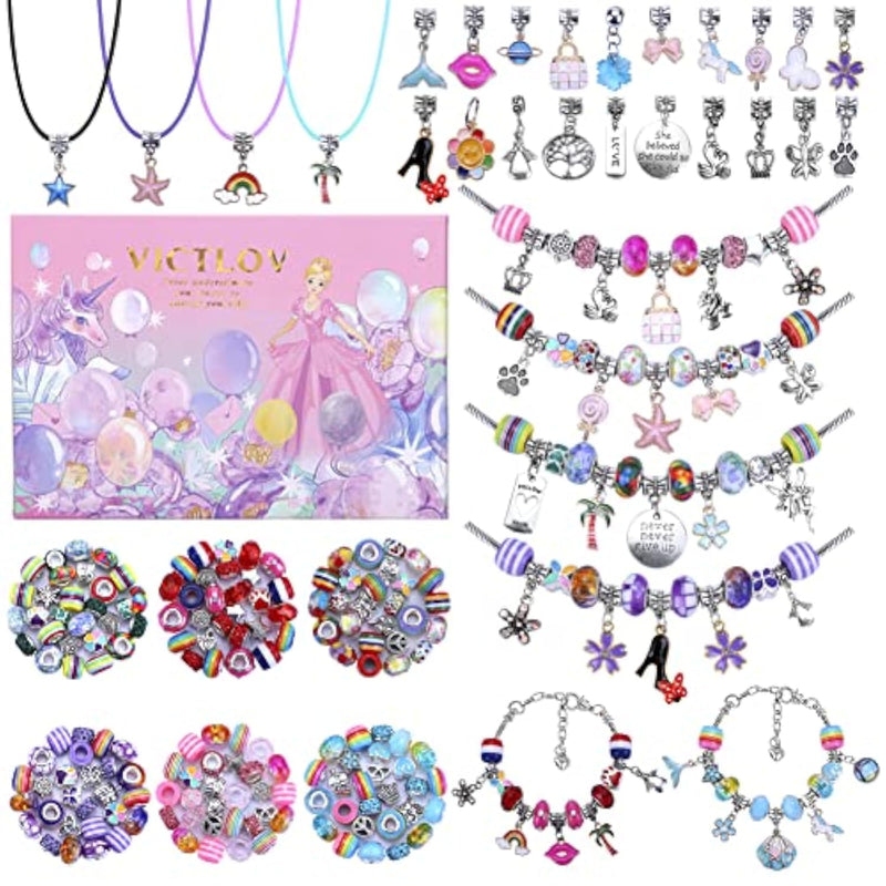 Unicorn & Mermaid Charm Bracelet Making Kit for Girls Ages 5-12