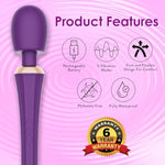 The Joystick Powerful Large Wand Massager | 5 Vibration Modes & 3 Speeds | Waterproof & Rechargeable | Ultra-Smooth Medical-Grade Silicone | Deep Tissue & Personal Relaxation (Black/Purple)