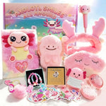Axolotl Gift Set For Girls - Cute Axolotl-Themed Toy Box With Fluffy Diary, Stickers,Pen, Crocheted Stuffed Animal, Pink Purse, Necklace, Keychain, And More Axolotl Stuff - Birthday Gifts For Kids