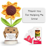Handmade Positive Sunflower Doll Crochet With Card - Thank You For Helping Me Grow - Teacher Appreciation Gift From Student - Christmas, Birthday, Graduation, Thank You Gift For Teacher