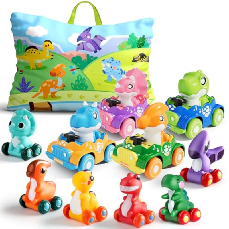 10 Pcs Dinosaur Car Toys With Playmat/Storage Bag|Baby Toys For 1 2 Year Old Boy|1 Year Old Boy Gift For Infant|First Christmas Birthday Gifts For Toddler 1-3|Stocking Stuffers For Kids