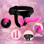 Pink Double Ended Strap On Dildo - Silicone Dildo With Wearable Harness, 2 Removable Realistic Fantasy Dildos, Adjustable Strap For G-Spot And Anal Play, Adult Sex Toys For Women, Men, Couples