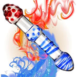 Crystal Glass Dildo Penis Anal Beads Butt Plug,Crystal Glass Pleasure Wand Dildo Penis With Blue Raised Spiral Texture Mushroom Tip Anal Butt Plug Sex Factory For Men Women(Style 3)