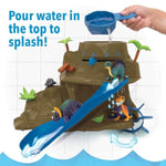 MindWare Dinosaur Color Splash Water Park Bathtub Playset - Interactive Bath Toys with Color Changing Dinosaur Figures - Gift for 3 Year Olds and Up