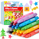 24 Pack Twistable Silky Crayons for Kids, Washable & Non-Toxic Art Supplies